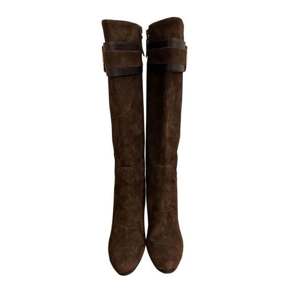 Cole Haan NikeAir Nicole Suede Heel Boots 6.5B Equestrian gold buckle dressy par - Picture 3 of 11